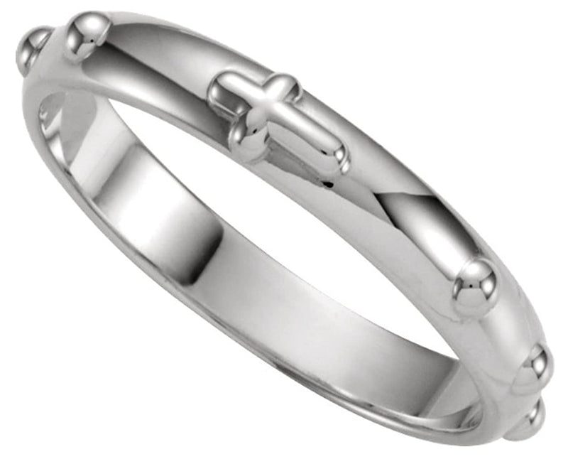Rosary Ring, 14k White Gold 4.75mm, Size 9