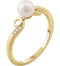 White Freshwater Cultured Pearl and Diamond Ring, 14k Yellow Gold (5.00MM) (.02 Ctw, H+ Color, I1 Clarity)