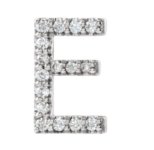 Sterling Silver Diamond Letter 'E' Initial Stud Earring (Single Earring) (.06 Ctw, GH Color, I1 Clarity)