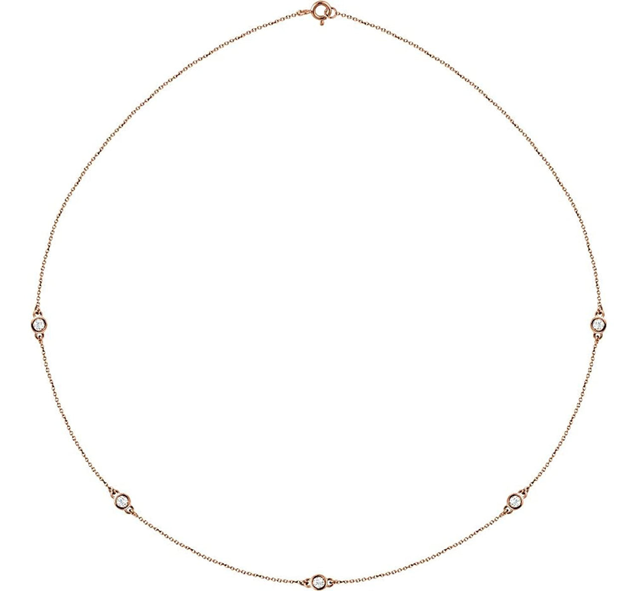 Diamond Solitaire 14k Rose Gold Pendant Necklace, 18" (1/2 Cttw)