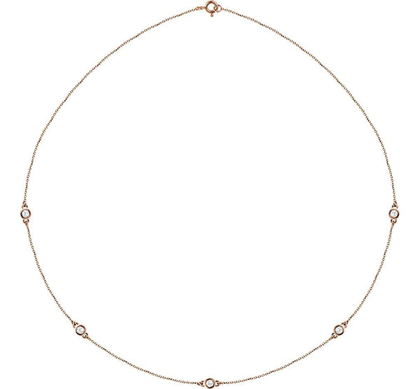 Diamond Solitaire 14k Rose Gold Pendant Necklace, 18" (1/2 Cttw)