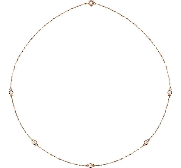 Diamond Solitaire 14k Rose Gold Pendant Necklace, 18" (1/2 Cttw)