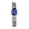 Created Blue Sapphire Pear,Gibeon Meteorite 4mm Comfort-Fit Titanium Engagement Band