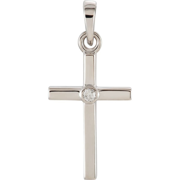 Platinum Diamond Inlay Cross Pendant (.03 Ct, G-H Color, I1 Clarity)