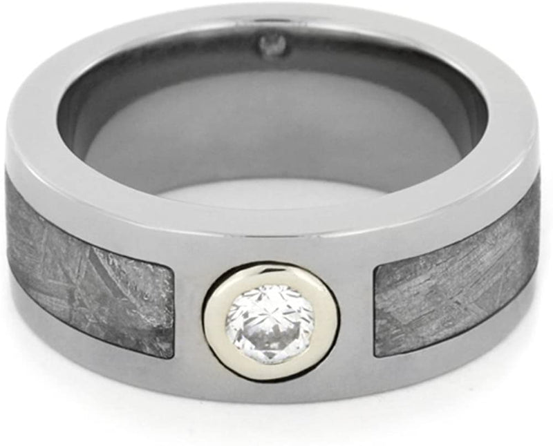 Diamond Gibeon Meteorite 9mm Comfort-Fit Polished Titanium Band, Size 7.5