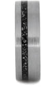 Black Stardust, Ironwood Sleeve 7mm Comfort-Fit Brushed Titanium Wedding Band, Size 11.75