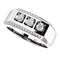 Men's 3 Stone Bright Set Diamond Rhodium Plated 14k White Gold Band, Size 11 (.50 Cttw, GH Color, I1 Clarity)