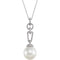 Diamond and South Sea Cultured White Pearl Pendant Necklace in 14k White Gold, 18" (.33 Cttw)