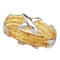 Nautical Criss-Cross and Rope Trimmed Band, 7mm Rhodium-Plated 14k White Gold, Size 8.5