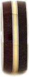 Dinosaur Bone, Purple Heart Wood, 14k Yellow Gold 9mm Comfort-Fit Titanium Wedding Band, Size 14.25