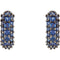 Pave Blue Sapphire Hoop Earrings, Black Rhodium-Plated 14k White Gold