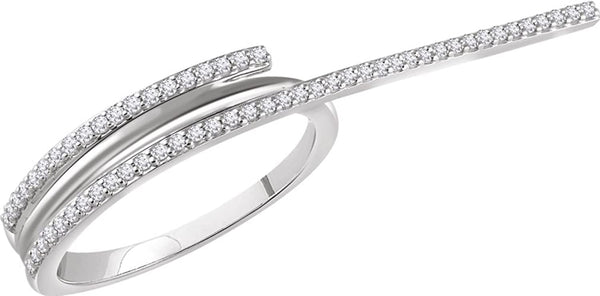 Diamond Two-Finger Ring, Rhodium-Plated 14k White Gold, Size 7 (0.25 Ctw, H+ Color, I1 Clarity)