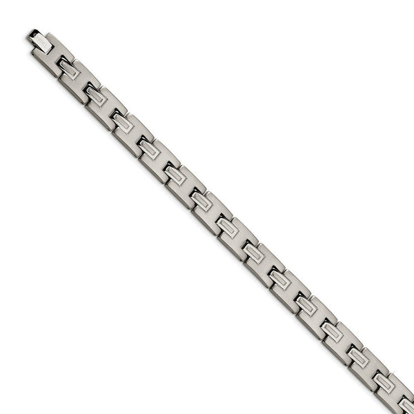 Men's Brushed and Polished Titanium 10mm Bracelet, 8.75"