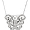 Vintage-Style Butterfly CZ Necklace Rhodium-Plate Sterling Silver Necklace, 18"