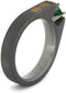 Emerald with Oak Wood Panels 4mm Comfort-Fit Sandblasted Titanium Band, Size 11.5