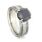 Black Diamond, Gibeon Meteorite, 14k White Gold Band and Gibeon Meteorite Titanium Band, His and Hers Wedding Set