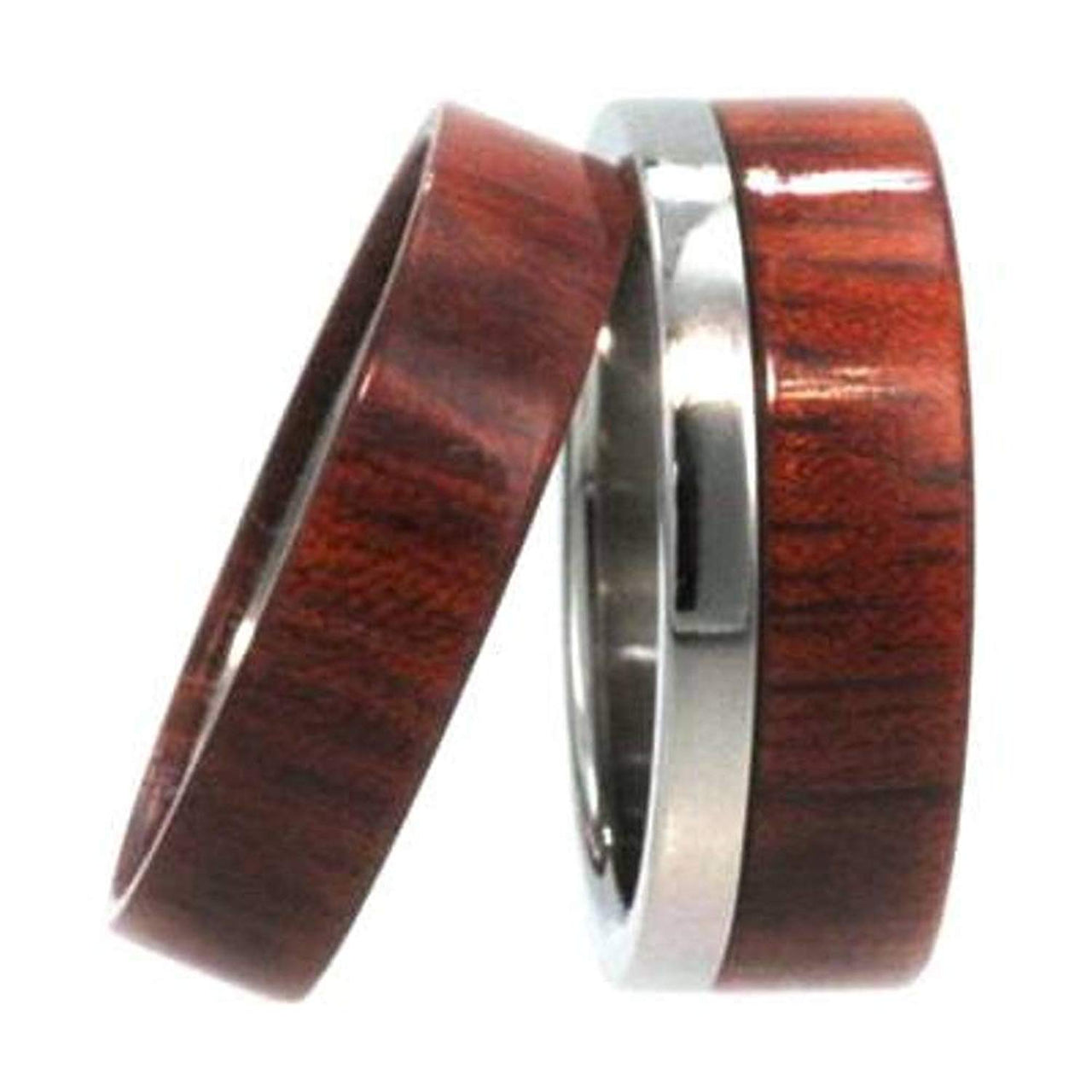 Bloodwood Inlay 7mm Comfort Fit Titanium Wedding Band, Size 10