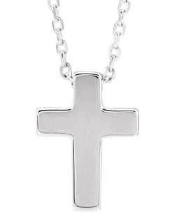 Petite Cross Sterling Silver Pendant Necklace 16" and 18"