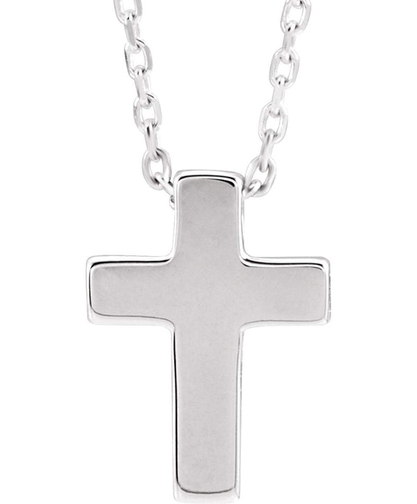 Petite Cross Sterling Silver Pendant Necklace 16" and 18"