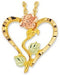 Heart Rose Pendant Necklace, 10k Yellow Gold, 12k Green and Rose Gold Black Hills Gold Motif, 18"