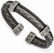 Men's Matte Grey 6/4 Titanium and Black Titanium Memory Cable Cuff Bracelet, 7"
