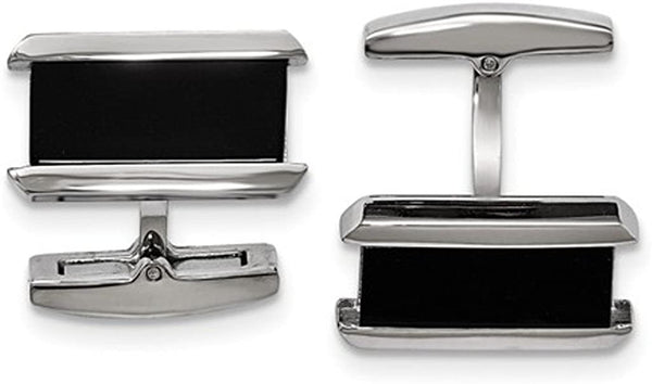 Stainless Steel, Black IP Rectangle Cuff Links
