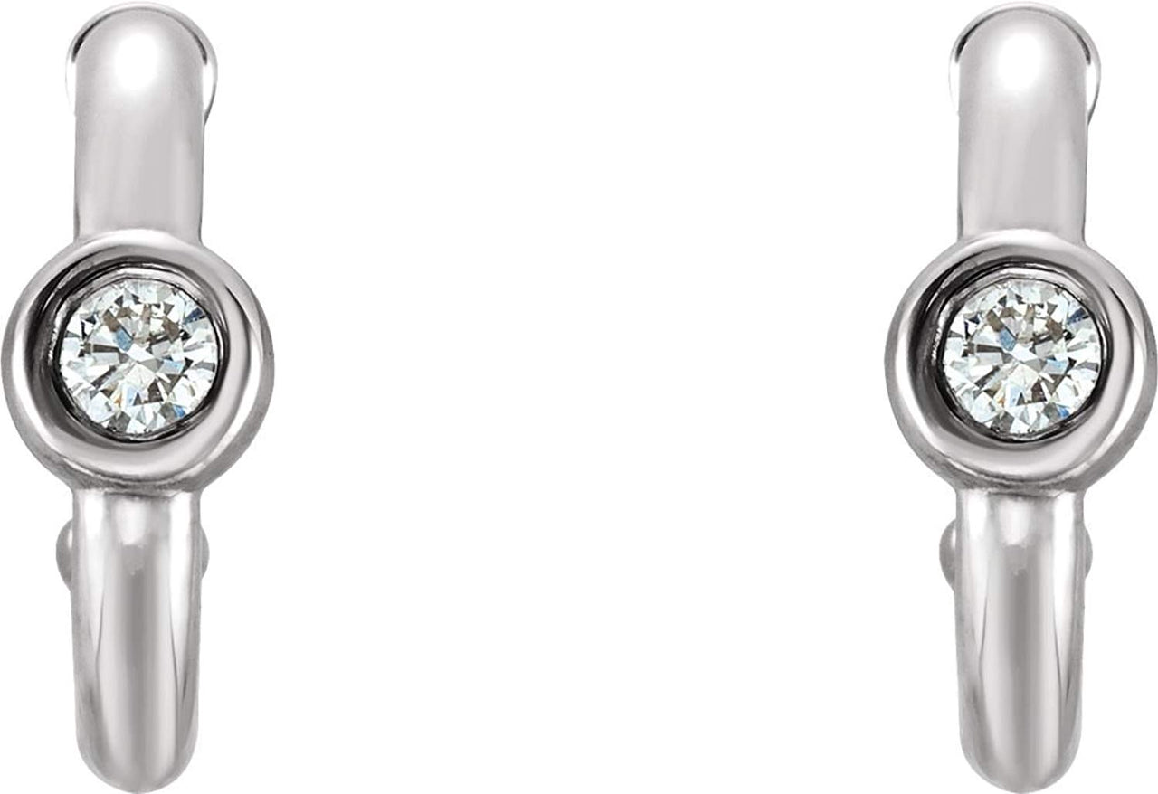 Diamond J-Hoop Earrings, Rhodium-Plated 14k White Gold (.25 Ctw, G-H Color, I1 Clarity )