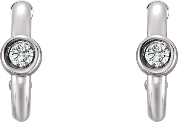 Diamond J-Hoop Earrings, Rhodium-Plated 14k White Gold (.25 Ctw, G-H Color, I1 Clarity )