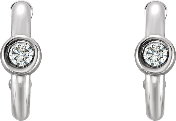 Diamond J-Hoop Earrings, Rhodium-Plated 14k White Gold (.125 Ctw, G-H Color, I1 Clarity )