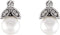 White Freshwater Cultured Pearl and Diamond Earrings, Rhodium-Plated 14k White Gold (6-6.5MM) (.07 Ctw, GH Color, I1 Clarity)