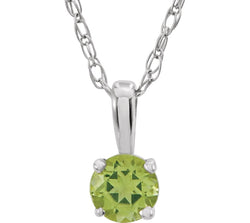 Children's Imitation Peridot 'August' Birthstone Sterling Silver Pendant Necklace, 14"