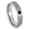 Created Emerald, Gibeon Meteorite 14k White Gold Ring and Green Box Elder Burl Wood Titanium Band, Couples Ring Set