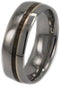 Bocote Wood, 14K Yellow Gold 8mm Comfort Fit Titanium Wedding Band, Size 14