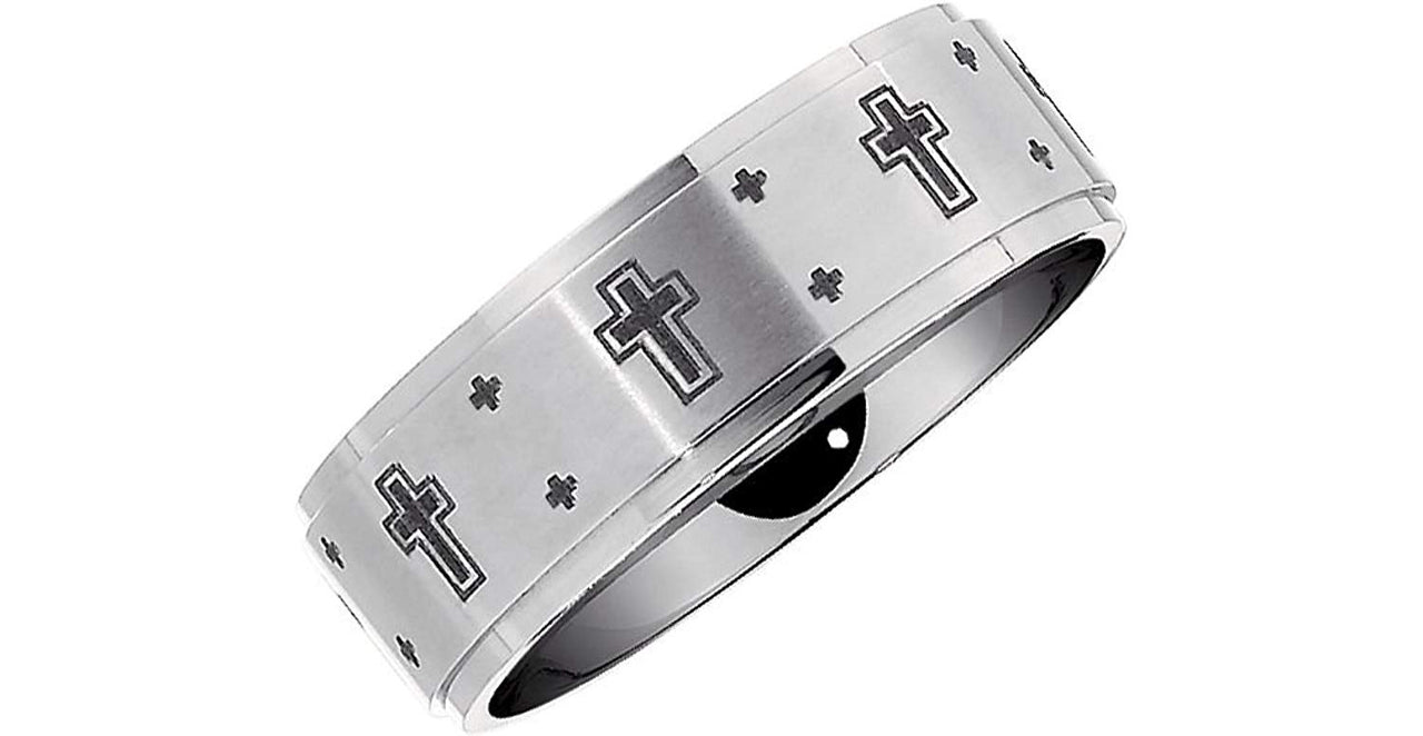 8mm Comfort Fit Titanium Cross Band, Sizes 8 to 14