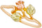 Ave 369 Rosebud Bypass Ring, 10k Yellow Gold, 12k Pink and Green Gold Black Hills Gold Motif