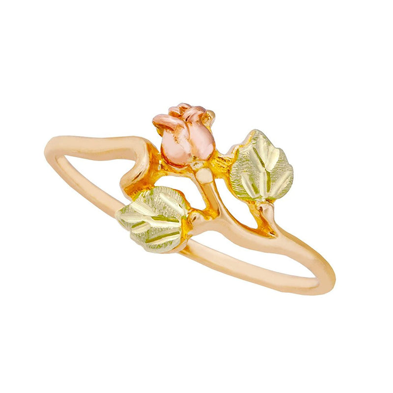 Dakota Rose Ring, 10k Yellow Gold, 12k Green Gold, 12k Rose Gold Black Hills Gold Motif, Size 7