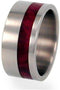 Interchangeable Redwood Inlay 10mm Comfort Fit Brushed Titanium Ring, Size 12.75