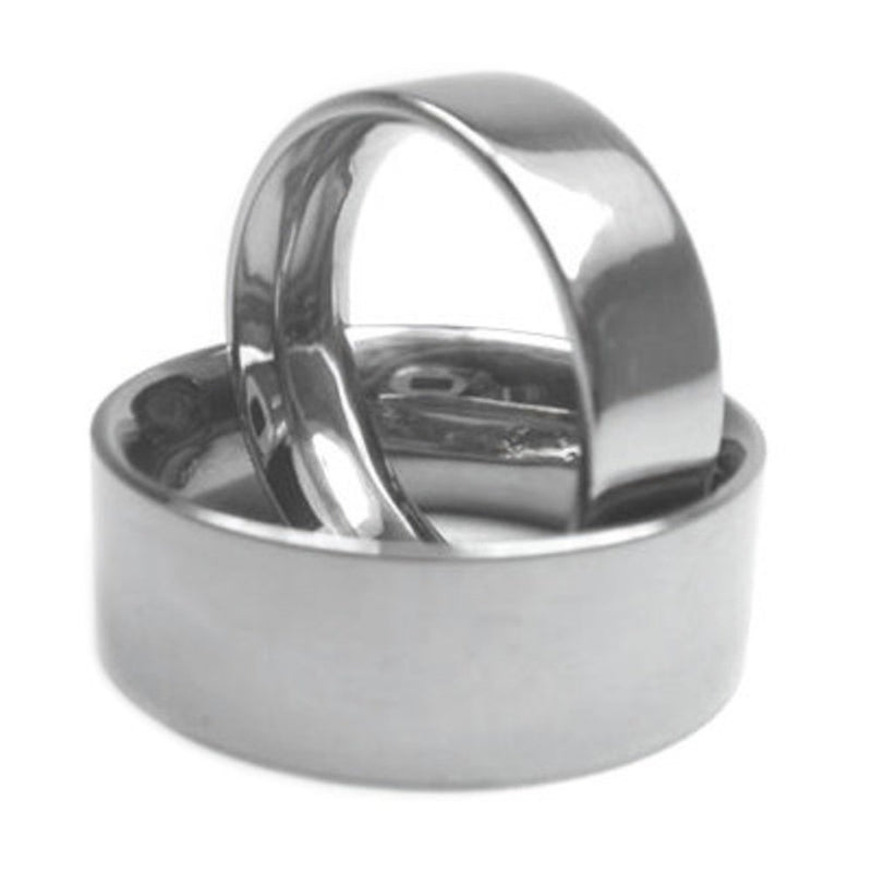 Titanium Wedding Flat Ring, His and Hers Wedding Band Set, M10.5-F8