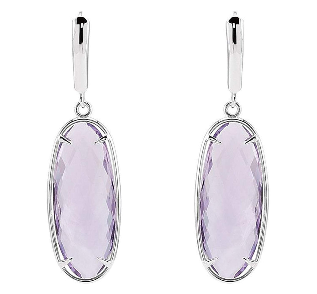 Two-Sided 24.8 Ctw Checkerboard Rose De France Quartz Sterling Silver Earrings