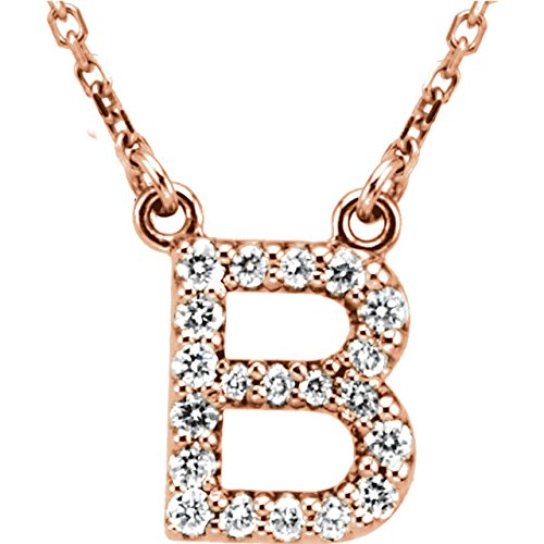 14k Rose Gold Diamond Initial 'B' 1/6 Cttw Necklace, 16" (GH Color, I1 Clarity)