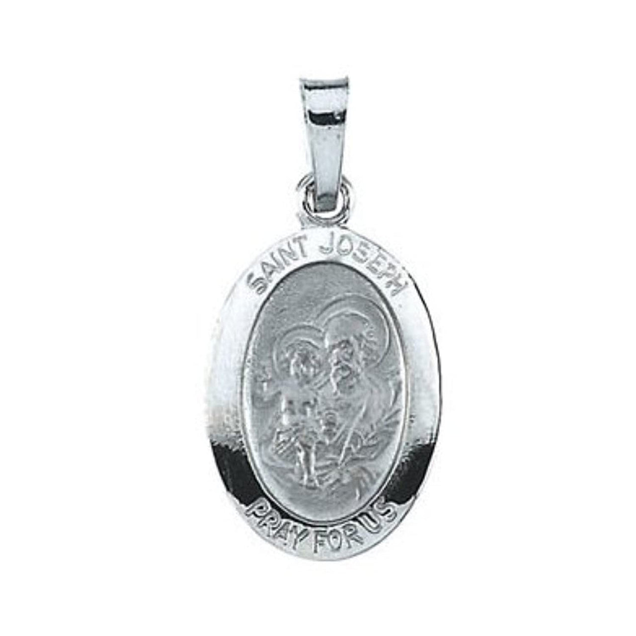 14k White Gold St. Joseph Oval Medal (15x11 MM)
