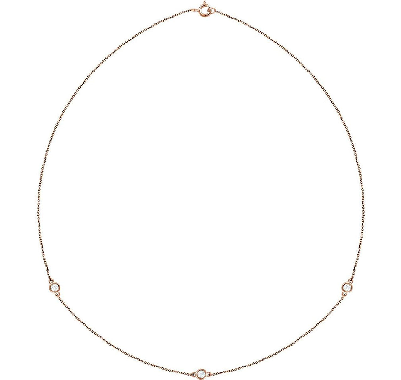 Diamond Solitaire 14k Rose Gold Pendant Necklace, 18" (1/3 Cttw)
