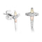 Cross Earrings, Sterling Silver, 12k Green and 12k Rose Gold Black Hills Gold Motif