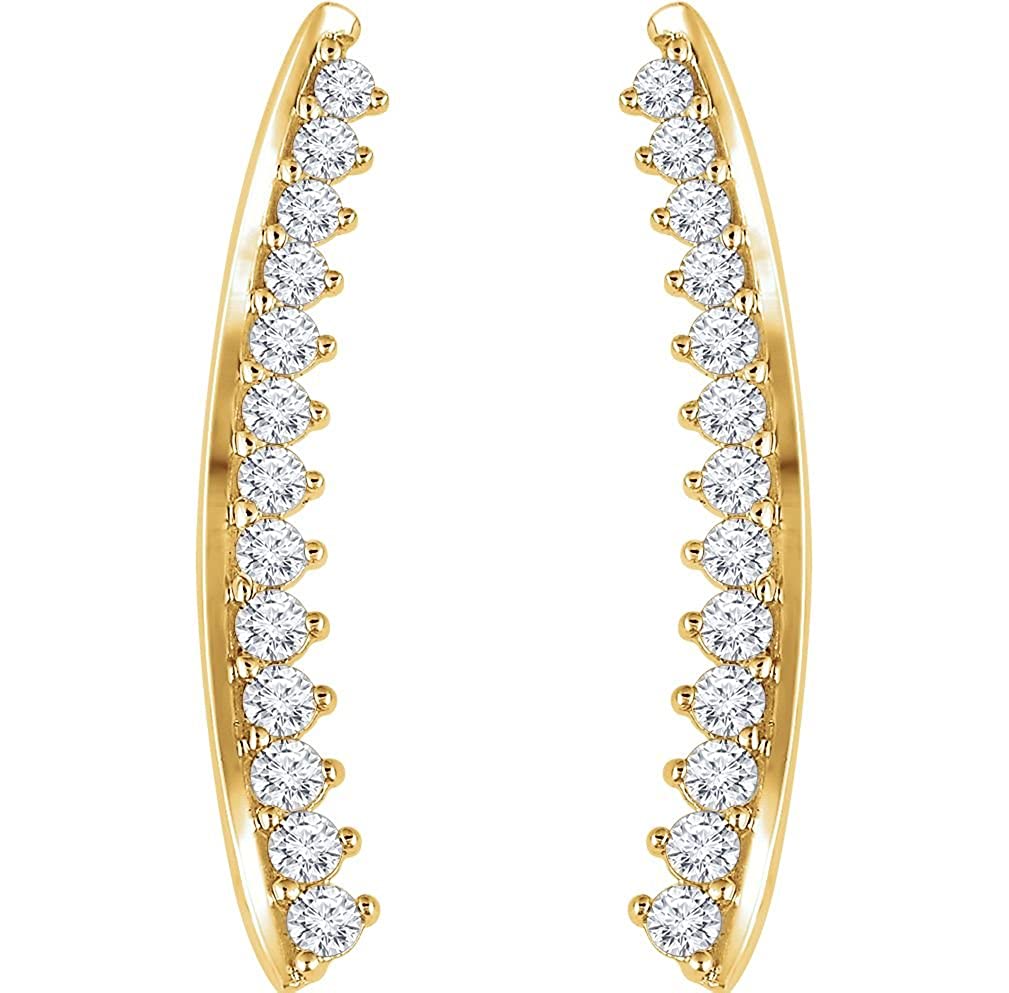 Diamond Ear Climbers, 14k Yellow Gold (0.33 Ctw, H+ Color, I1 Clarity)