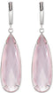 Two-Sided 27.9 Ctw Checkerboard Rose Quartz Pear Sterling Silver Earrings