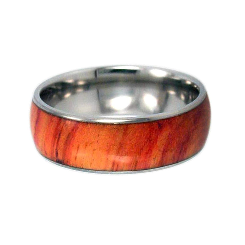 Tulip Wood Inlay 8mm Comfort Fit Titanium Wedding Ring, Size 10