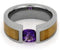 Tension Set Antique Amethyst Bamboo 6mm Comfort-Fit Titanium Wedding Band, Size 14