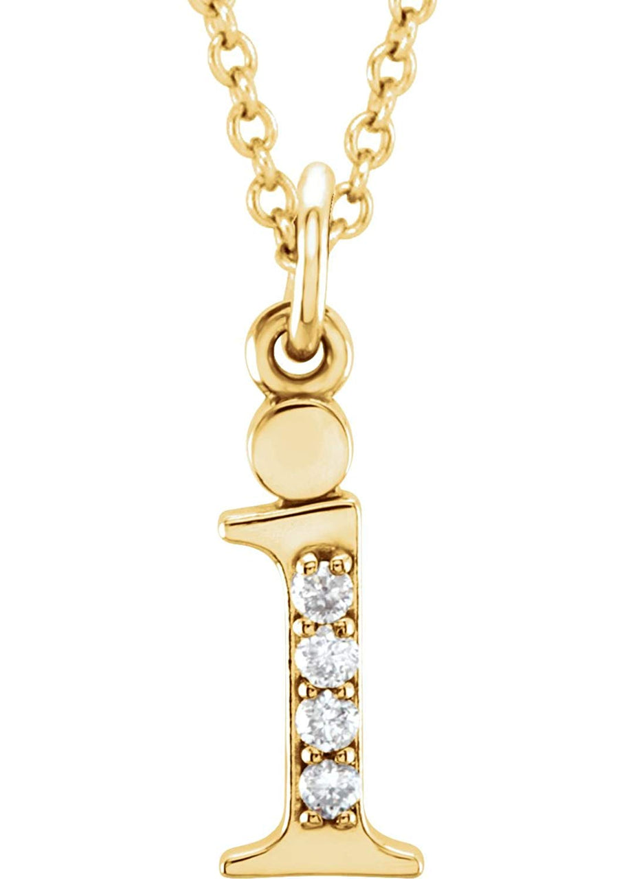 Diamond Initial 'i' Lowercase Letter 14k Yellow Gold Pendant Necklace, 16" (.025 Ctw, GH, I1)