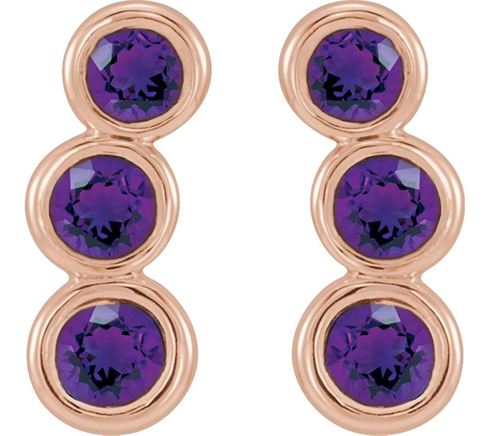 Amethyst Three-Stone Ear Climbers, 14k Rose Gold