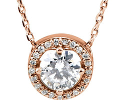 23-Stone Diamond Halo 14k Rose Gold Pendant Necklace, 16" (.50 Cttw)